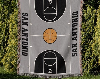 San Antonio Basketball Woven Blanket, Vintage Spur Style Cotton Throw, Father's Day Gift, Christmas