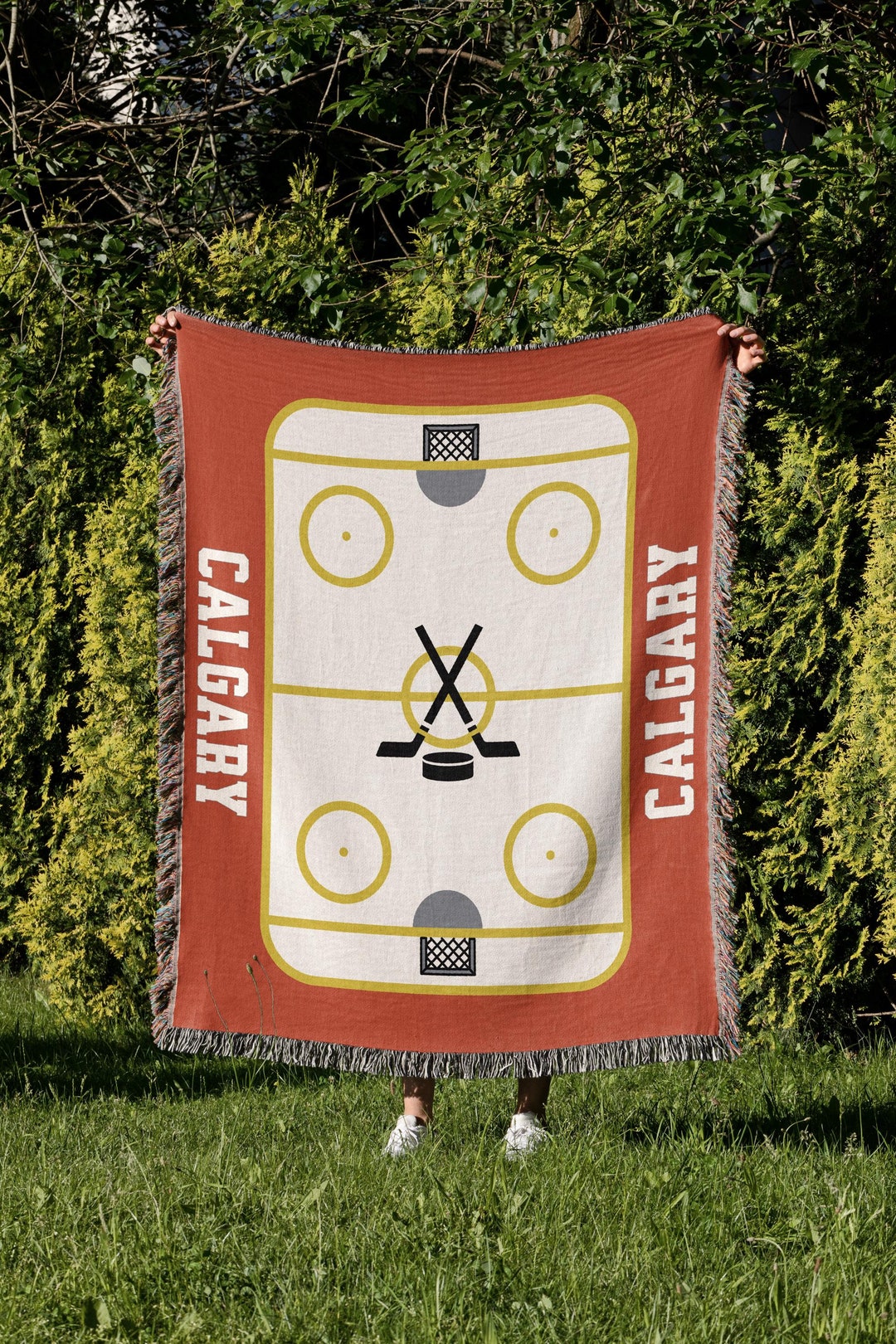 Calgary Color Calgary Hockey Woven Blanket, Flame Colors, Fan Gift - Etsy