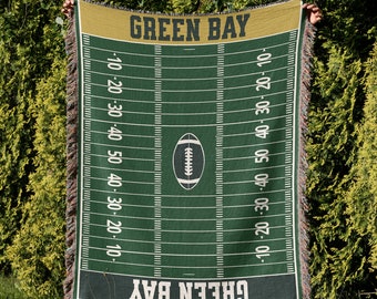 Green Bay Football Woven Blanket, Vintage Style, Packer Fan Gift, Father's Day, Christmas