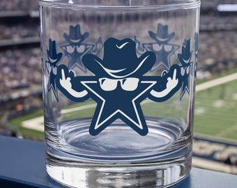 Cowboy Football Whiskey Glass, Dallas Fan Gift, Funny Design, Father's Day Gift, Christmas
