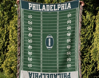 Philadelphia Football Field Woven Blanket, Eagle Fan Gift, Vintage Look
