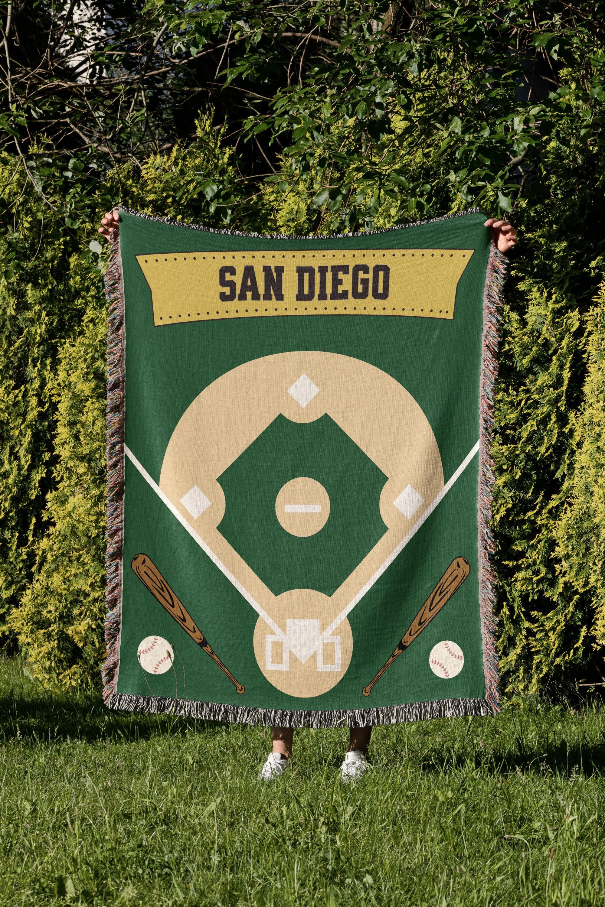 San Diego Baseball Woven Blanket: Padre Fan Gift - Etsy