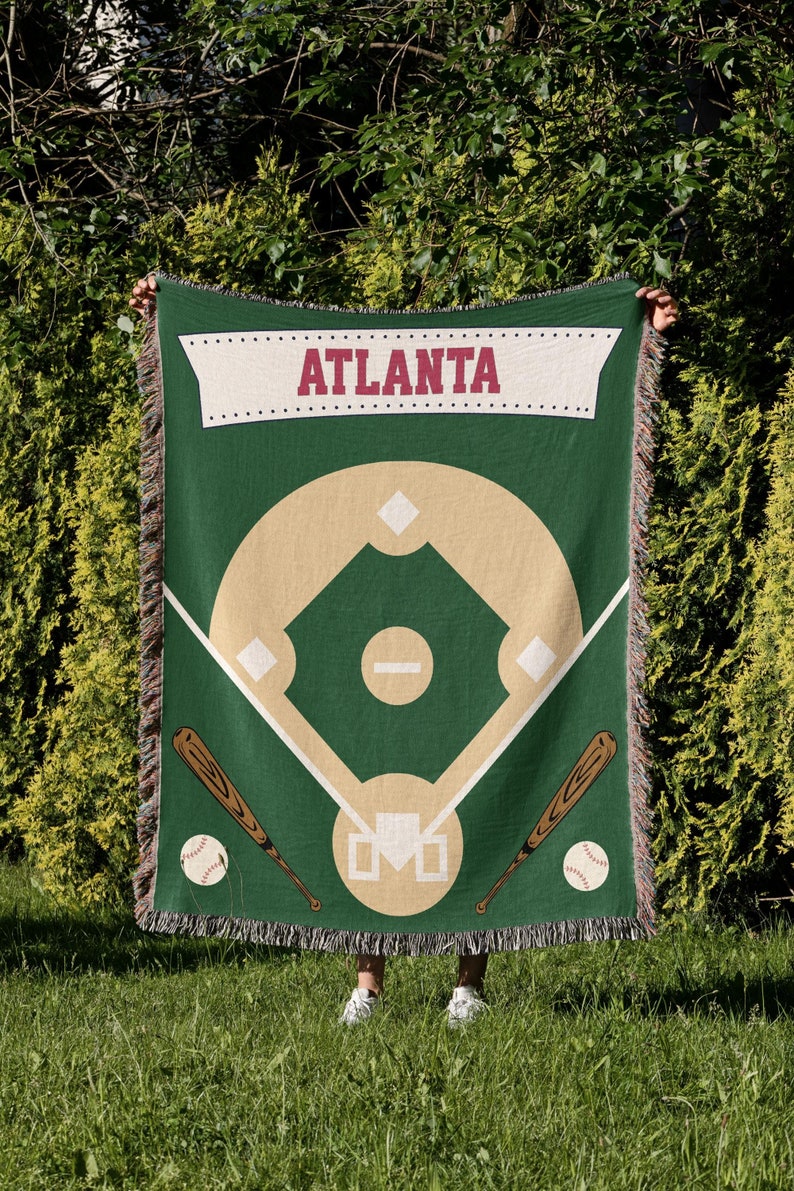 Atlanta, Woven Blanket, Brave, Baseball Gift, Christmas Gift, Atlanta