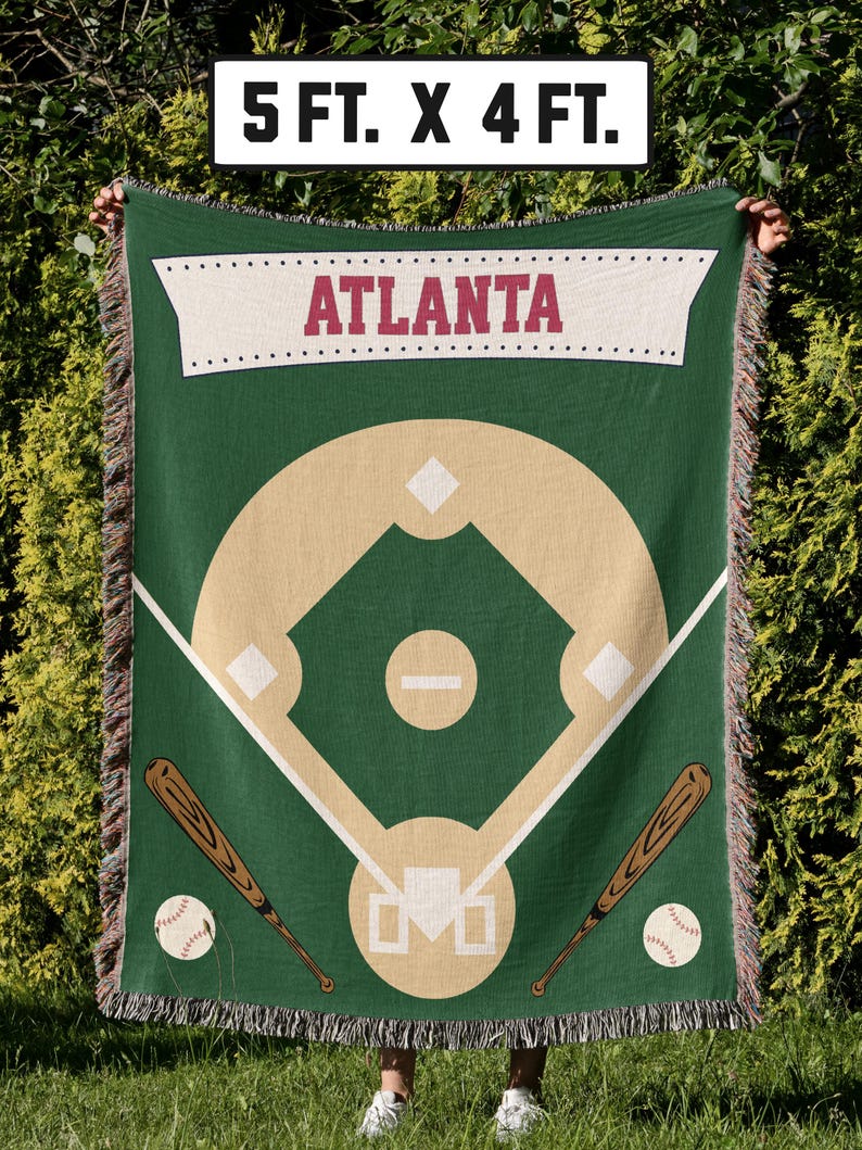 Atlanta, Woven Blanket, Brave, Baseball Gift, Christmas Gift, Atlanta