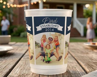 Custom Established Photo Frosted Cup, House Party Frosted Cup, Birthday Party Cups, Personalized Photo Cups, Father’s Day Party, bH207dVa