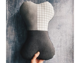 Bone Pillow - Grey Gingham