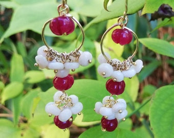 LEYCESTERIA earrings, opal earrings, long dangling earrings, gift for her, Bridal jewelry, Graduation  earrings, Statement earrings