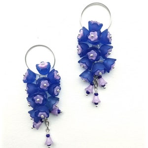 LARKSPUR Earrings, Long Blue Earrings, Bridal Dangles, Cottage Chic Dangles, Floral Cluster Earrings, Long Art Nouveau Earrings image 3