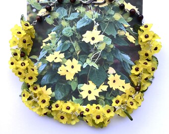 BLACK-EYED SUZAN Vine Choker, Yellow Choker, Bridal Choker, Art Nouveau Choker, Floral Choker, Cluster Choker, Cottage Chic Choker