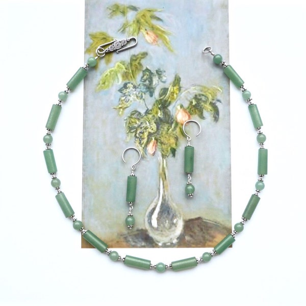 GROENE Choker, Stenen Ketting, Urban Chic Choker, Moderne Choker, Aventurijn Choker-set, Dagelijkse Ketting, Bruids Choker, Groene Hangers