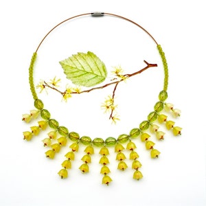 WITCH HAZEL Statement Choker, Bridal Choker, Floral Bib, Art Nouveau Choker, Yellow Green Choker, Cottage Chic Choker, Urban Chic Choker