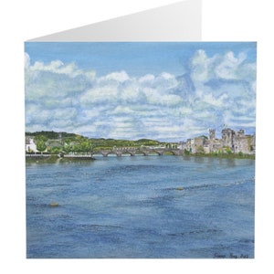 Ponte Thomond e Castelo do Rei João - Cartão de felicitações com obras de arte - Paisagem da Irlanda