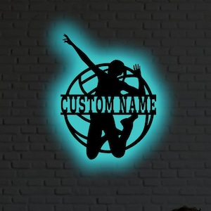 Custom Volleyball Metal Wall Art – RGB LED Sports Decor, Team Name Sign
