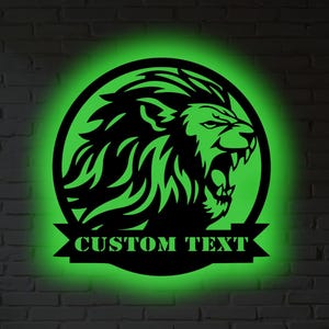 Personalized Roaring Lion RGB LED Metal Wall Art: Custom Home Decor