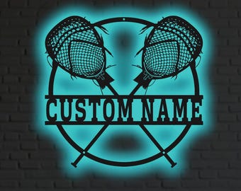 Custom Lacrosse Goalie Metal Wall Art – RGB LED Sports Decor, Team Sign