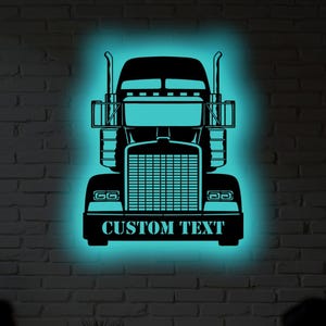 Letrero metálico LED RGB de camión retro personalizado: arte mural de garaje personalizado