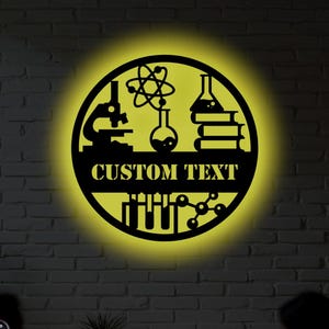 Personalized Science Teacher RGB LED Metal Wall Decor: Custom Classroom Sign