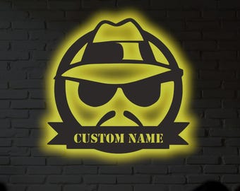 Custom Lowrider Metal Wall Art – RGB LED Garage Decor, Car Club Name Sign