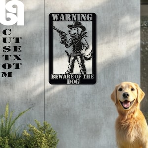 Customizable Cowboy Golden Retriever Dog Metal Wall Decor - Personalized Gift - Silhouette Wall Art - Custom Name Decor Option
