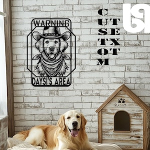 Cowboy Golden Retriever Dog Metal Wall Decor - Personalized Gift - Silhouette Wall Art - Custom Name Decor Option