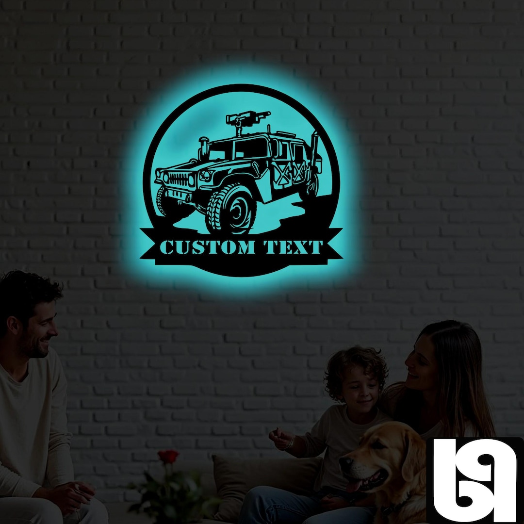 Custom Humvee Metal Wall Art – RGB LED Military Decor, Army Vehicle ...