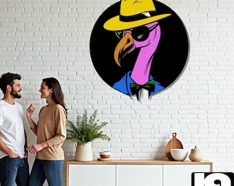 Colorful Flamingo Metal Wall Art: Quirky Tropical Home Decor