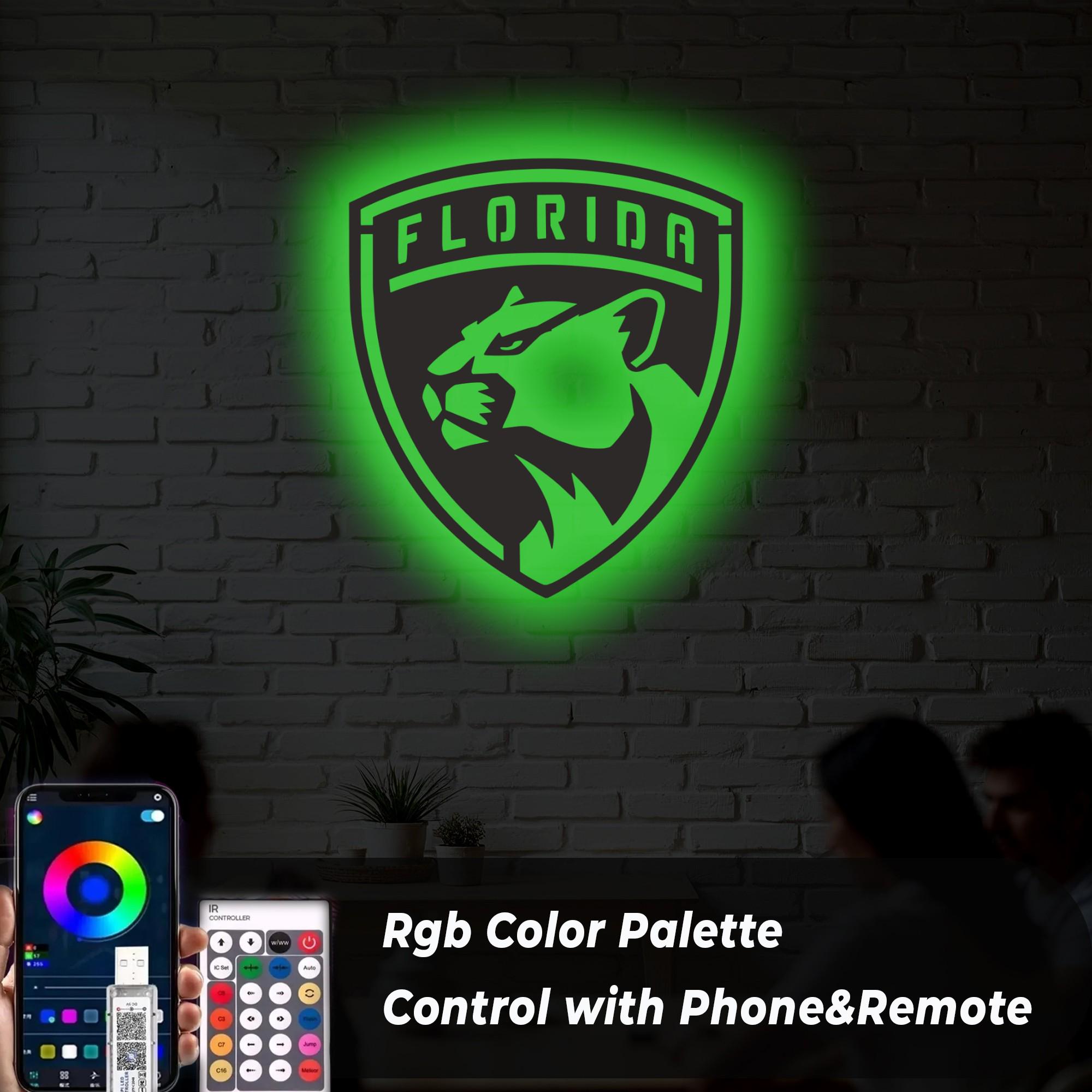 Florida Panthers RGB LED Metal Wall Decor: RGB Hockey Fan Art