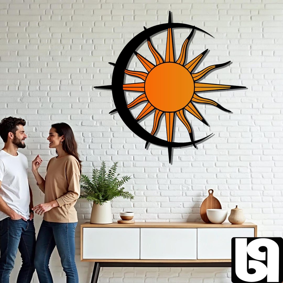 Colorful Sun and Moon Metal Wall Art: Boho Celestial Decor - Etsy