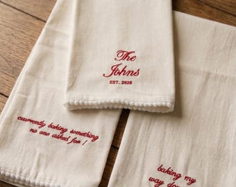 Haftowana ściereczka kuchenna, spersonalizowany ręcznik do rąk, spersonalizowane ręczniki, haftowane ręczniki, ręcznik na prezent ślubny, ściereczka do pieczenia, prezent na parapetówkę