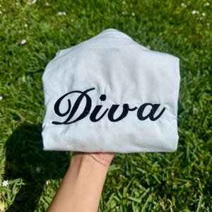 Diva Embroidered Baby Tee, Custom Embroidered Baby Tee, Funny Embroidered Crop Top, Y2K Baby Tee