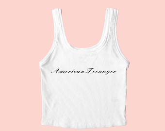 American Teenager Tank Top, Embroidered Tank Top, Custom Tank Top, Custom Embroidered Tank Top, Y2K Tank Top, Concert Tank Top
