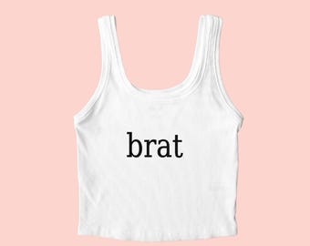 Brat Embroidered Tank Top, Brat Shirt, Brat Tank Top, Funny Embroidered Top Top, Y2K Tank Top, Concert Tank Top