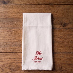 Embroidered Tea Towel, Customized Hand Towel, Personalized Towels, Embroidered Towels, Wedding Gift Towel, Baking Towel, Housewarming Gift image 3