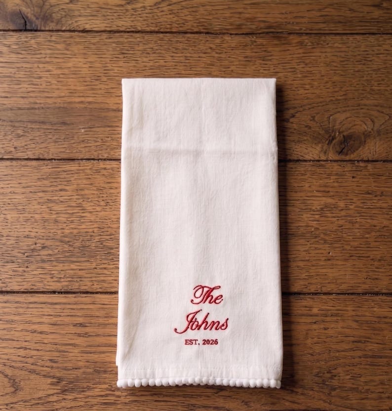 Embroidered Tea Towel, Customized Hand Towel, Personalized Towels, Embroidered Towels, Wedding Gift Towel, Baking Towel, Housewarming Gift image 3