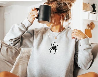 Spider Sweatshirt Embroidered, Spider Sweater, Halloween Sweater, Halloween Sweatshirt, Spooky Sweater, Spooky Season
