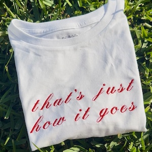 That&#39;s Just How It Goes Embroidered Baby Tee, Role Model Embroidered Baby Tee, Funny Embroidered Crop Top, Y2K Baby Tee