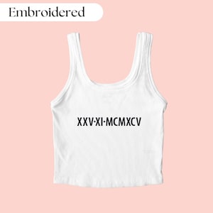 Roman Numeral Embroidered Tank Top, Roman Numeral Shirt, Custom Roman Numeral Shirt,  Custom Roman Date, Anniversary Shirt, Couple Shirts