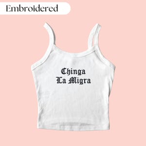 Geborduurde Chinga La Migra-tanktop, Abolish Ice-tanktop, ICE Protest-shirt