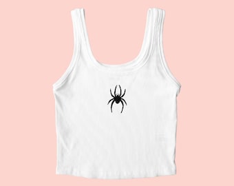 Spider Tank Top Embroidered, Spider Shirt, Halloween Shirt, Halloween Tank Top, Halloween Spider, Cute Spider Shirt