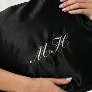 Personalized Satin Pillowcase with Embroidered Initials, Custom Monogram Pillow Cover, Custom Satin Pillow Case, Embroidered Pillow Case image 2