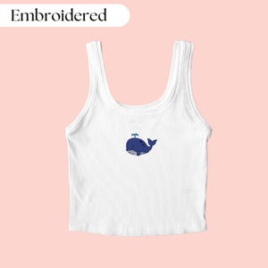 Whale Tank Top Embroidered, Ocean Tank Top, Summer Tank Top, Embroidered Whale Shirt, Marine Shirt, Ocean Shirt, Whale Shirt, Whale Top