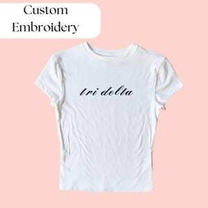 Sorority Baby Tee, Sorority Apparel, Custom Sorority Crop Top, Rush, Initiation, Bid Day, Big Little Shirt Gift, Sorority Sister Gift