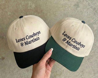 Gorra de béisbol de Cowboys & Martini, gorra de béisbol divertida, gorra bordada divertida, gorra de vaquero, gorra para beber, gorra de Martini, gorra de despedida de soltera
