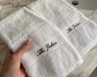 Toalla de mano bordada, toalla de mano personalizada, toallas personalizadas, toallas bordadas, toalla de regalo de boda