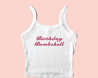 Birthday Bombshell Embroidered Tank Top, Custom Embroidered Baby Tee, Birthday Girl Shirt, Birthday Shirt, Birthday Girl