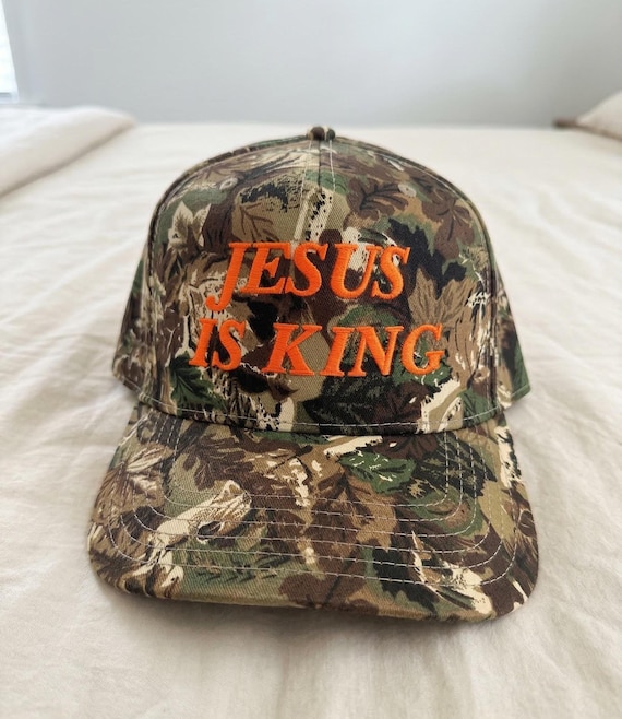 Jesus Is King Camo Hat, Christian Hat, Faith-Based Christian Hat, Jesus hat, Inspirational Religious Trucker Hat, Church Hat