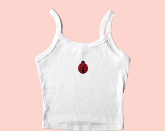 Camiseta de mariquita bordada, camiseta de mariquita, camiseta de insectos, camiseta de insectos, camiseta de naturaleza bonita, camiseta cottagecore
