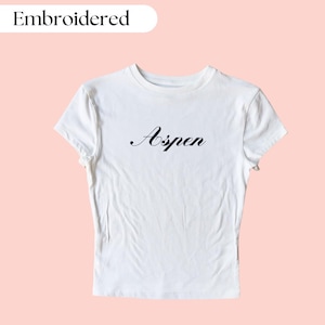 Aspen Baby Tee Embroidered, Aspen Bachelorette Shirts, Aspen Crop Top, Aspen Shirt, Aspen Vacation Shirt, Aspen Colorado Shirt, Colorado Top