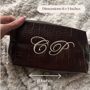 Custom Travel Bag Embroidered, Croc Vegan Makeup Bag, Personalized Cosmetic Bag, Custom Toiletry Bag, Gift for Her, Embroidered Travel Bag image 8