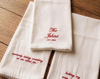 Embroidered Tea Towel, Customized Hand Towel, Personalized Towels, Embroidered Towels, Wedding Gift Towel, Baking Towel, Housewarming Gift